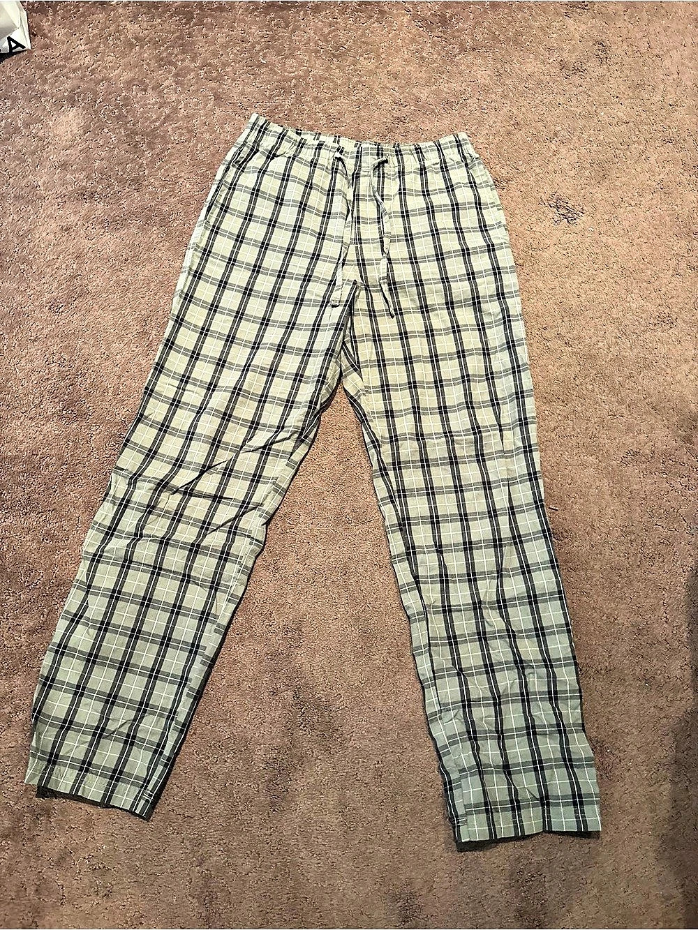 H&M Plaid Cotton Pajama Pants Green & Black XS